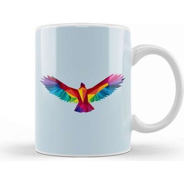 Baskı Dükkanı Geometric Animal Rainbow Hawk Kupa