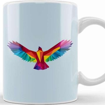 Baskı Dükkanı Geometric Animal Rainbow Hawk Kupa