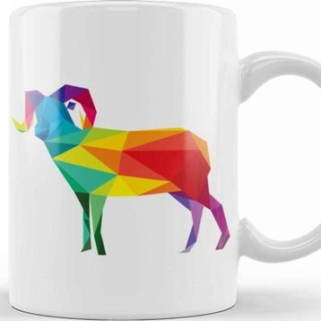 Baskı Dükkanı Geometric Animal Rainbow Ram Kupa