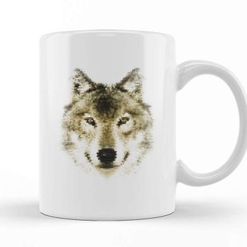Baskı Dükkanı Geometric Animal Wolf Kupa