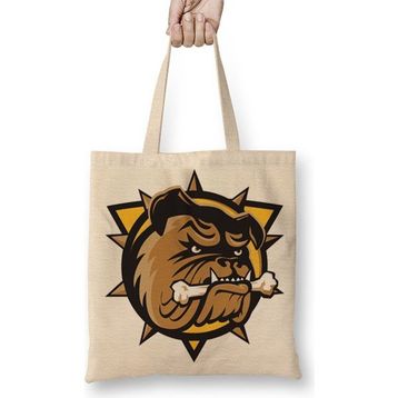 Baskı Dükkanı Georgia Bulldogs Pug Bez Uzun Saplı Krem Rengi Çanta