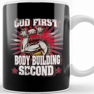 Baskı Dükkanı God First Bodybuilding Second Religious Lifting Kupa Bardak