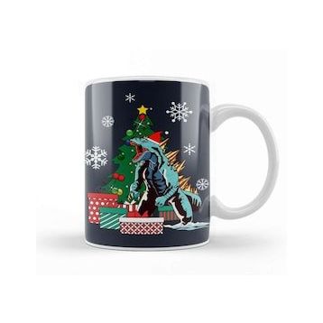 Baskı Dükkanı Godzilla Around The Christmas Tree Kupa Bardak