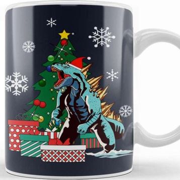 Baskı Dükkanı Godzilla Around The Christmas Tree Kupa Bardak