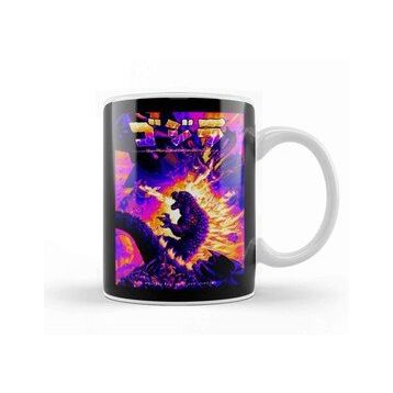 Baskı Dükkanı Godzilla Retro Godzilla Alien Kupa Bardak