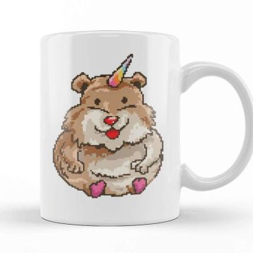 Baskı Dükkanı Hamster Unicorn Pixel Art Kupa