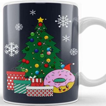 Baskı Dükkanı Happy Doughnut Around The Christmas Tree Kupa