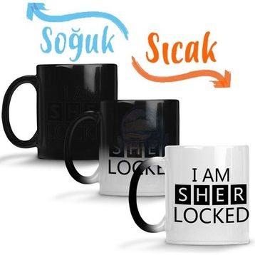 Baskı Dükkanı I am Sher Locked Sherlock Holmes Gun Sihirli Porselen Kupa