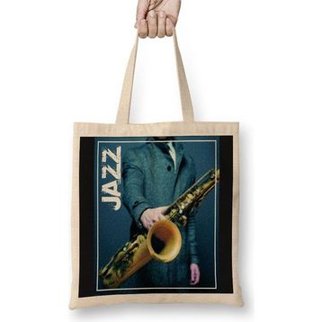Baskı Dükkanı Jazz Bez Uzun Saplı Krem Rengi Çanta