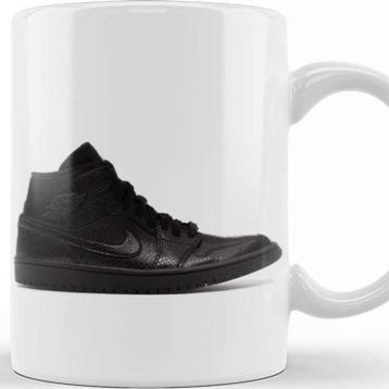 Baskı Dükkanı Jordan 1 Mid Black Leather Kupa