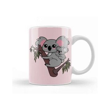 Baskı Dükkanı Kawaii Koalas Mother And Baby Mothers Day Porselen Beyaz Kupa Bardak