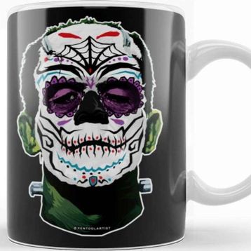 Baskı Dükkanı KB10431 Dia De Los Muertos Day Of The Dead Monster Porselen Kupa Bardak