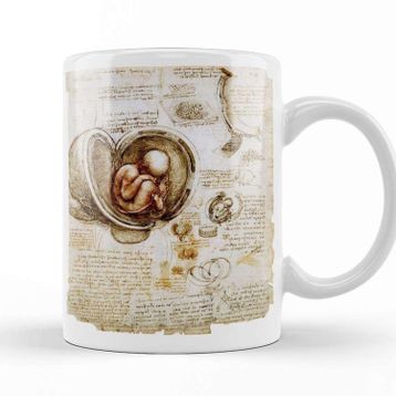 Baskı Dükkanı KB11101 Leonardo Da Vinci Fetus Porselen Kupa Bardak