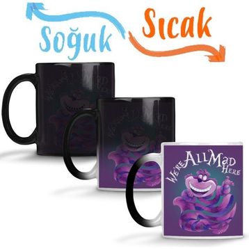 Baskı Dükkanı KB12177 We Are All Mad Here The Cheshire Kedi Cat Porselen Kupa Bardak