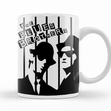 Baskı Dükkanı KB12713 The Blues Brothers Siyah Beyaz Porselen Kupa Bardak