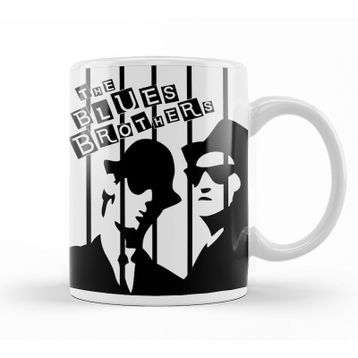 Baskı Dükkanı KB12713 The Blues Brothers Siyah Beyaz Porselen Kupa Bardak