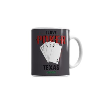 Baskı Dükkanı KB1657 I Love Poker Porselen Kupa Bardak