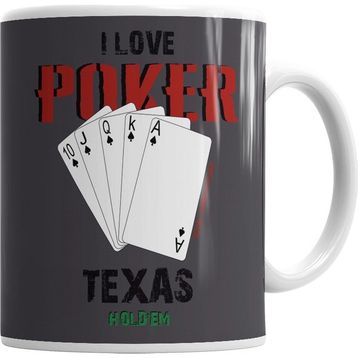 Baskı Dükkanı KB1657 I Love Poker Porselen Kupa Bardak