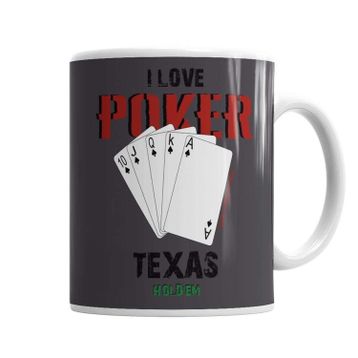 Baskı Dükkanı KB1657 I Love Poker Porselen Kupa Bardak
