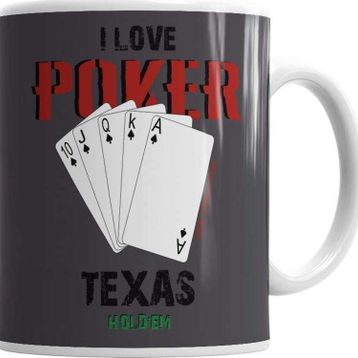 Baskı Dükkanı KB1657 I Love Poker Porselen Kupa Bardak