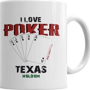 Baskı Dükkanı KB1657 I Love Poker Porselen Kupa Bardak
