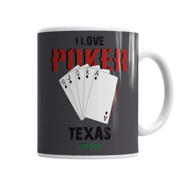 Baskı Dükkanı KB3037 I Love Poker Porselen Kupa Bardak