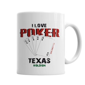 Baskı Dükkanı KB3037 I Love Poker Porselen Kupa Bardak