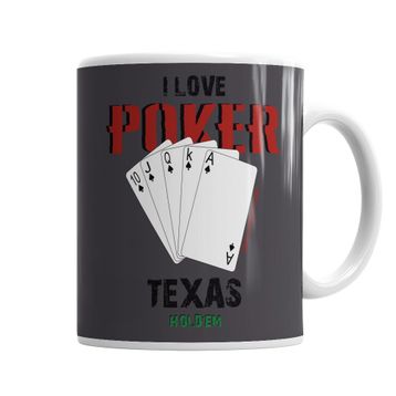Baskı Dükkanı KB3037 I Love Poker Porselen Kupa Bardak