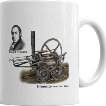 Baskı Dükkanı KB4488 A Primeira Locomotiva Porselen Kupa Bardak