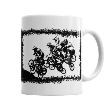 Baskı Dükkanı KB4678 Bmx Racing Jump Motosiklet Porselen Kupa Bardak