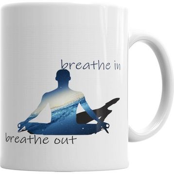 Baskı Dükkanı KB5762 Breathe In Breathe Out Porselen Kupa Bardak