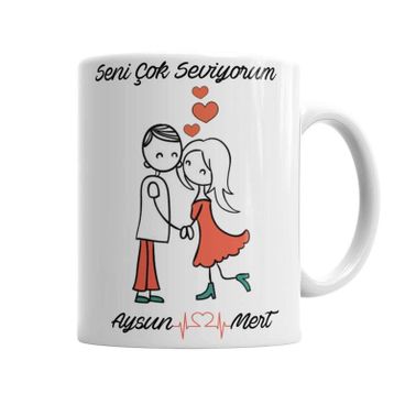 Baskı Dükkanı KB7209 Kişiye Özel Aşkına Sevgiline Biz Hiç Ayrılmayalım Kupa Bardak