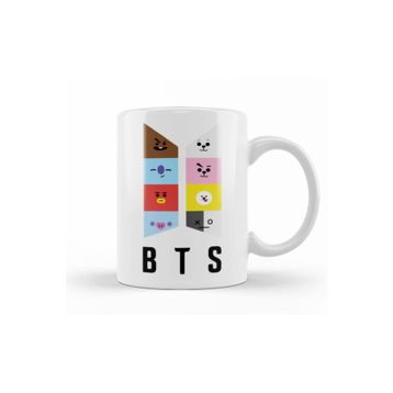 Baskı Dükkanı KB9114 Bts Bt21 Karakterleri Porselen Kupa Bardak