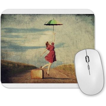 Baskı Dükkanı Kırmızı Şemsiyeli Kadın Mouse Pad
