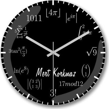 Baskı Dükkanı Kişiye Özel Matematik Formüllü Bombeli Gerçek Cam Duvar Saati