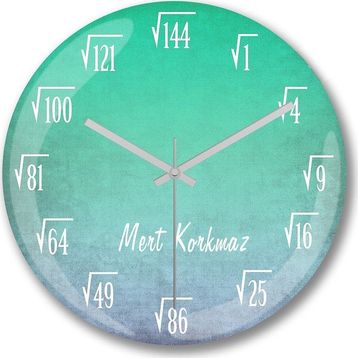 Baskı Dükkanı Kişiye Özel Matematik Formüllü Bombeli Gerçek Cam Duvar Saati