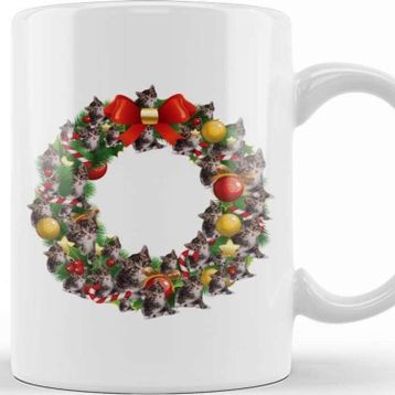 Baskı Dükkanı Kittens Multiface Christmas Wreath Kupa