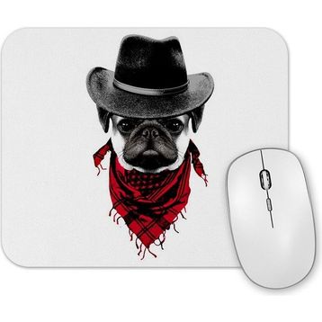 Baskı Dükkanı Kovboy Pug Köpek Mouse Pad