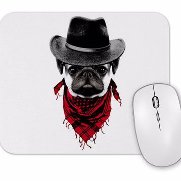 Baskı Dükkanı Kovboy Pug Köpek Mouse Pad