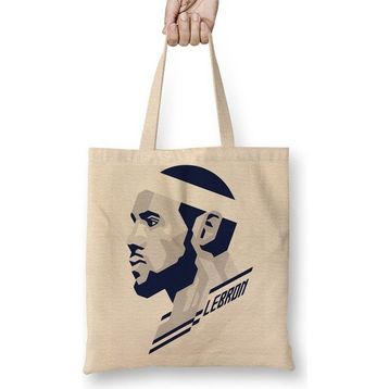 Baskı Dükkanı Lebron James 001 Bez Çanta Uzun Saplı Krem Rengi Çanta