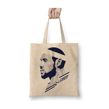 Baskı Dükkanı Lebron James 001 Bez Çanta Uzun Saplı Krem Rengi Çanta