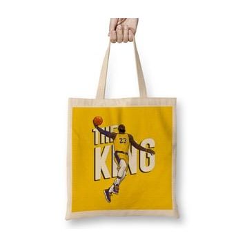 Baskı Dükkanı Lebron James The King Bez Uzun Saplı Krem Rengi Çanta
