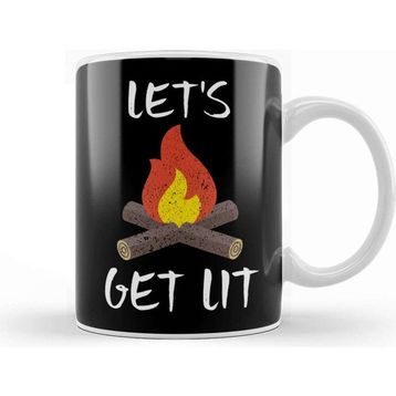 Baskı Dükkanı Let S Get Lit Campfire Camping Outdoors Campers Kupa