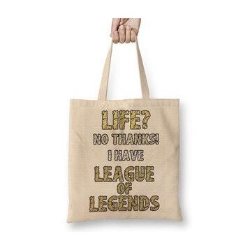 Baskı Dükkanı Life No Thanks I Have League Of Legends Bez Uzun Saplı Krem Rengi Çanta