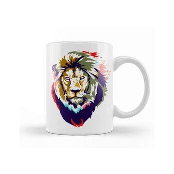 Baskı Dükkanı Lion Head Artwork Kupa