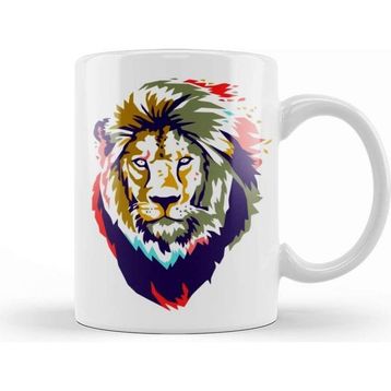 Baskı Dükkanı Lion Head Artwork Kupa