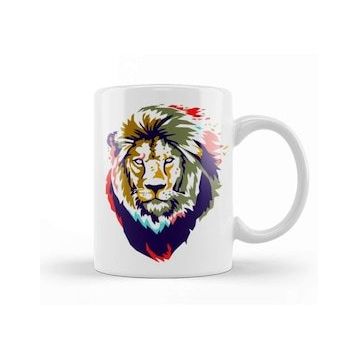 Baskı Dükkanı Lion Head Artwork Kupa
