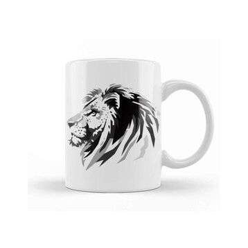 Baskı Dükkanı Lion Head Greyscale Kupa