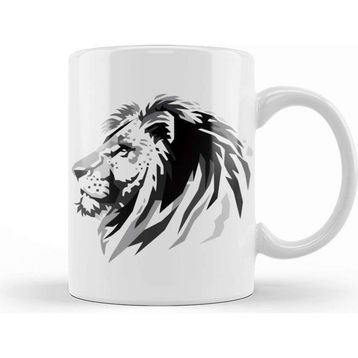 Baskı Dükkanı Lion Head Greyscale Kupa