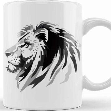 Baskı Dükkanı Lion Head Greyscale Kupa